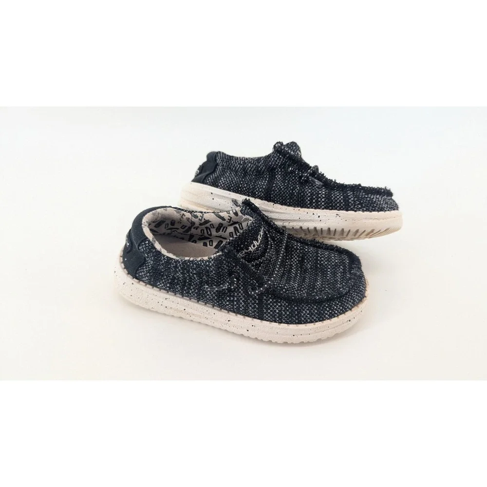 Hey Dude Wally Toddler Sox Skater Black White Knit Slip On Shoes 9K 160014735